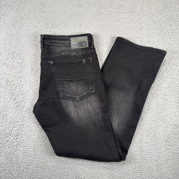 Buffalo David Bitton Six-X Basic Jeans Mens 34x34 (37x34) Black Straight Stretch - Picture 1 of 10